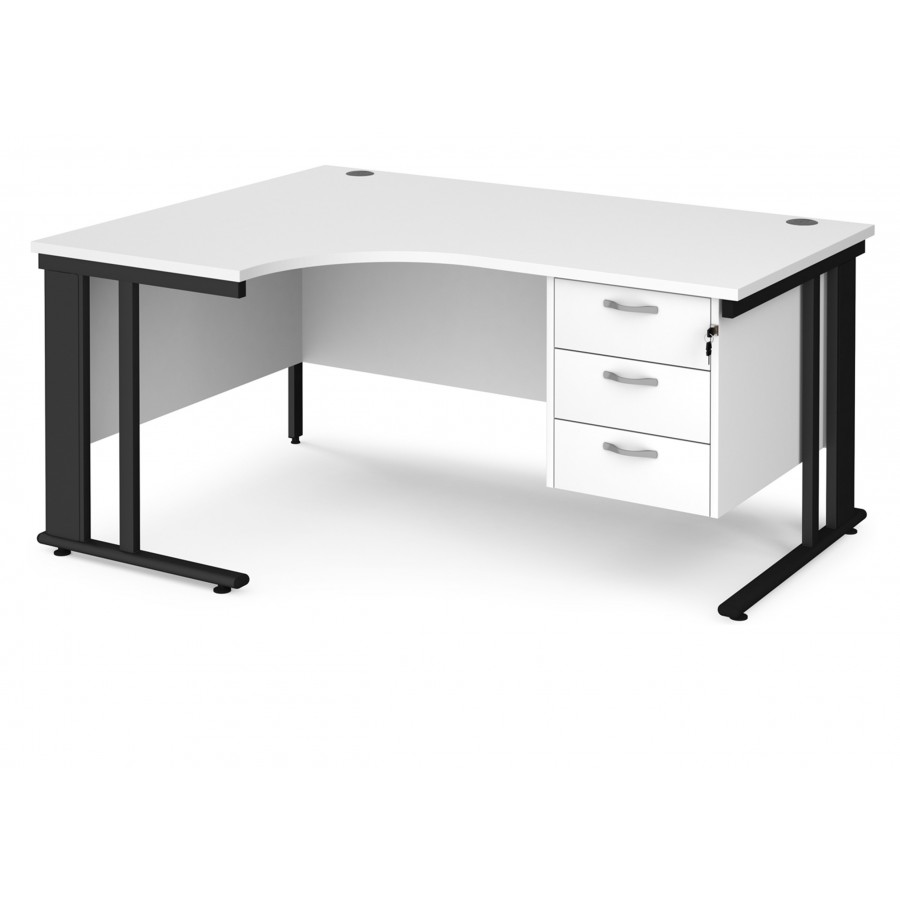 Maestro Cantilever Ergonomic Corner Desk with Fixed Pedestal